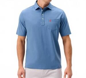 NEW JOHNNIE-O original matthis stripe short sleeve polo in moonlight blue